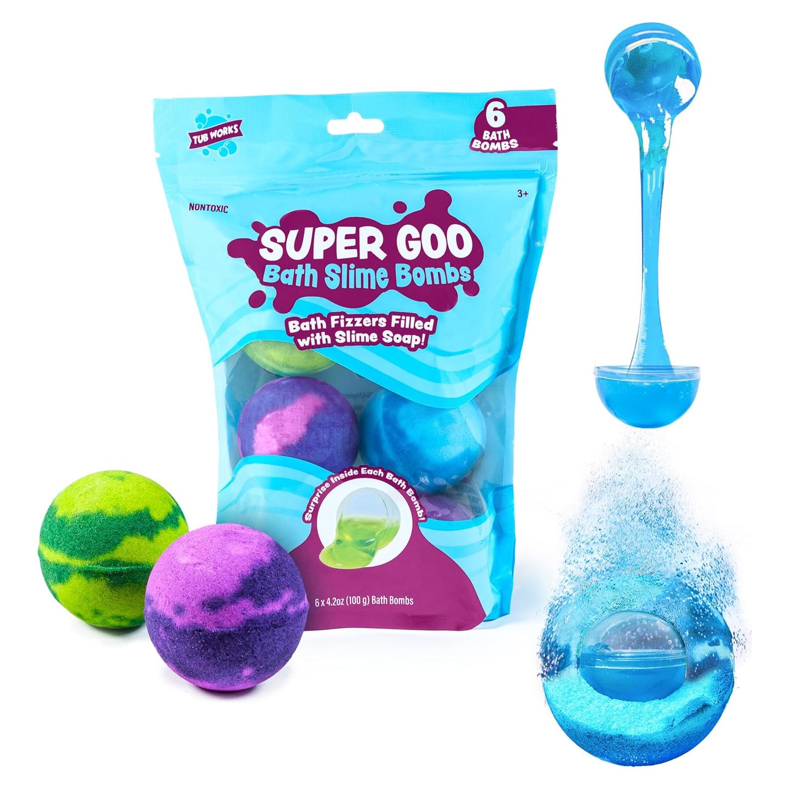 Bombas de Baño Super Goo con Sorpresa - 6 Piezas No Tóxicas