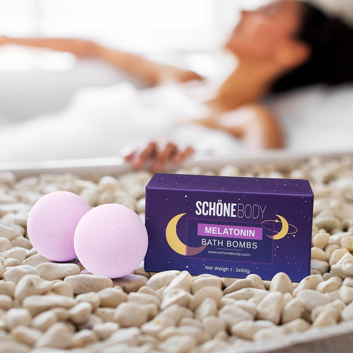 Bombas de Baño de Melatonina Schone Body - Set de 2 - Infundidas con Lavanda y Manzanilla