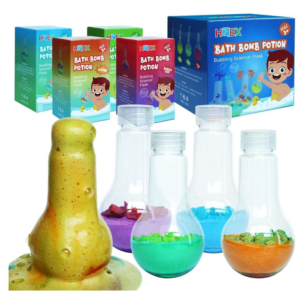Set de 4 Bombas de Baño HZEX para Niños - Naturales y Seguras