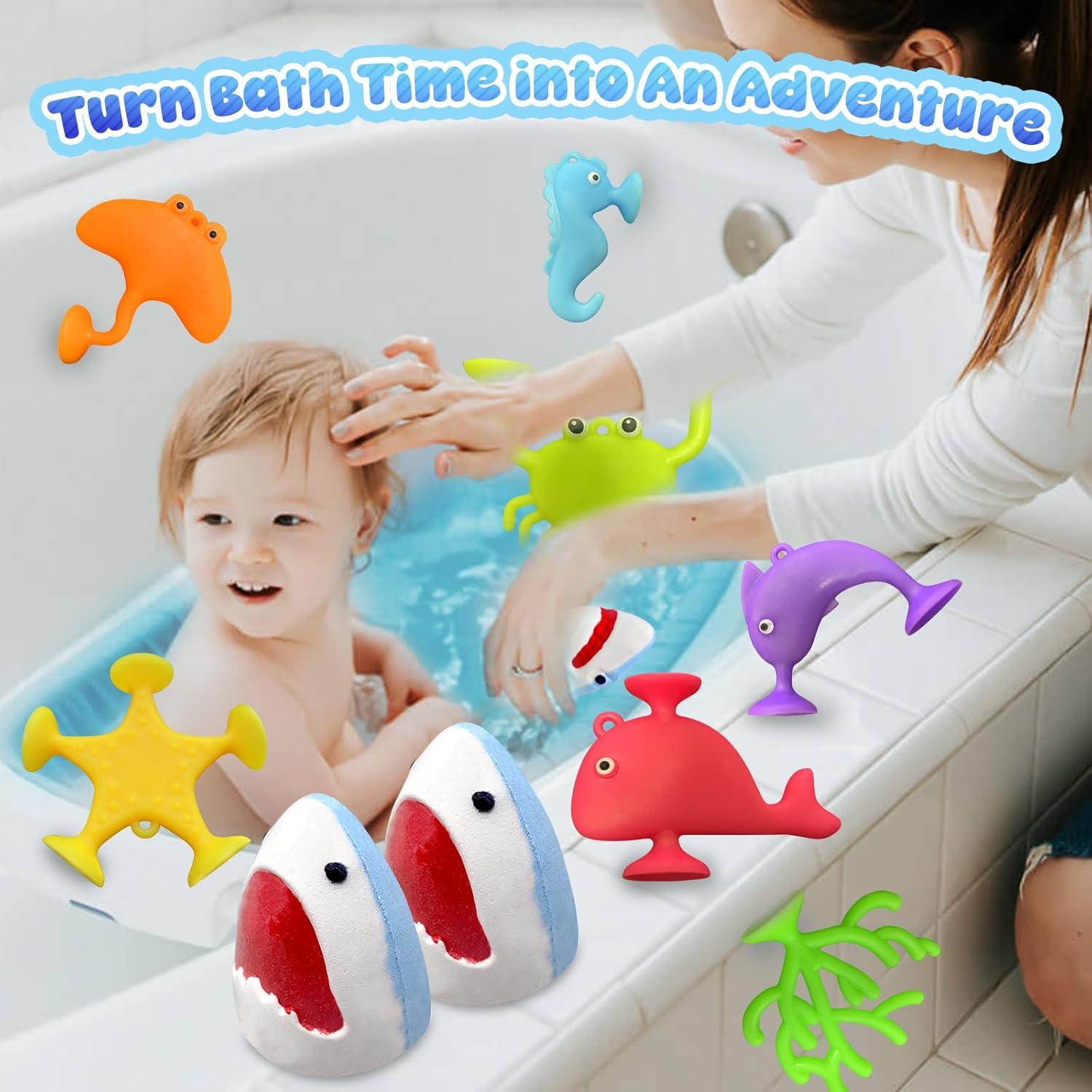 Bombas de Baño de Tiburón DSW - 8 Aromas Naturales, Juguetes Sorpresa