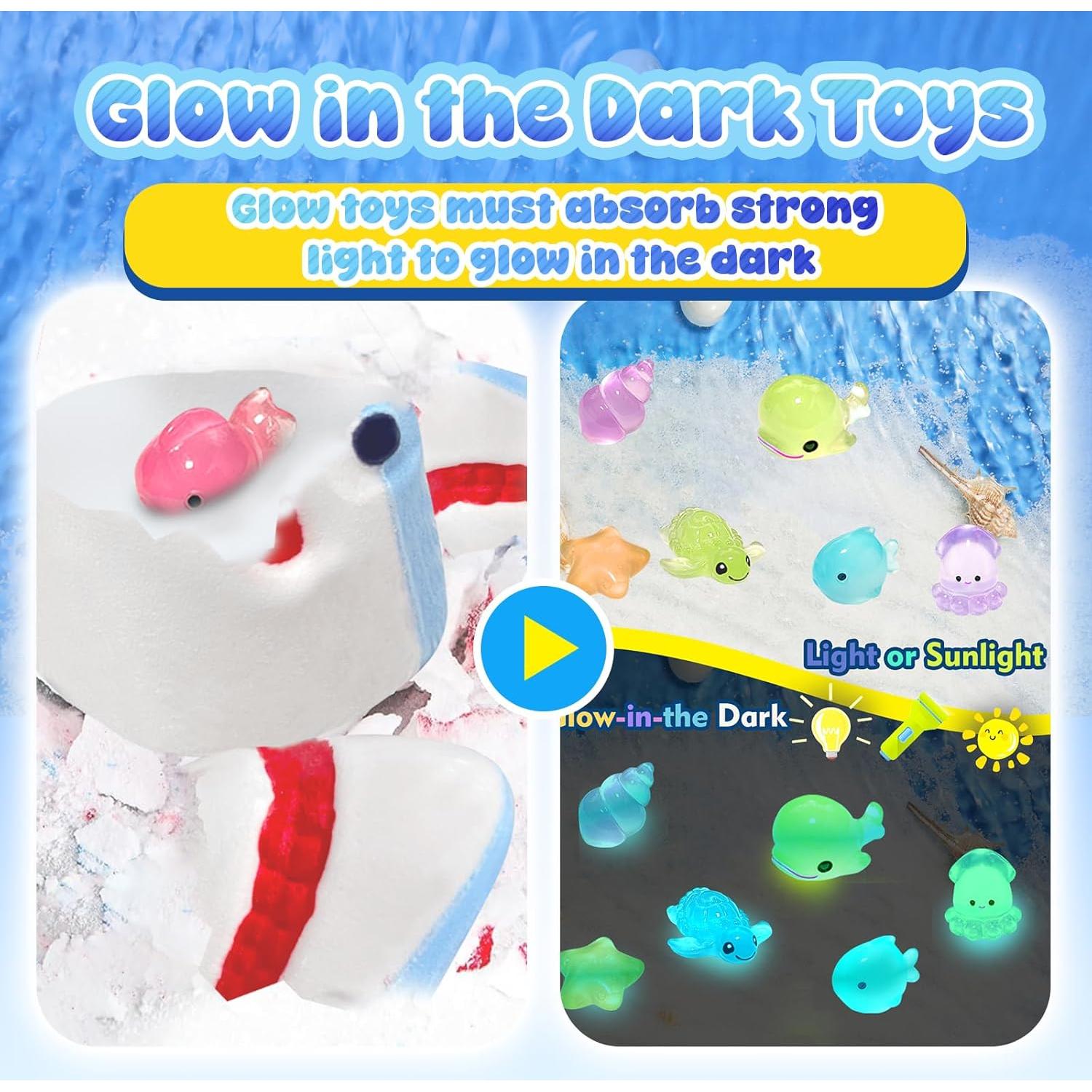 Bombas de Baño de Tiburón DSW - 8 Aromas Naturales, Juguetes Sorpresa