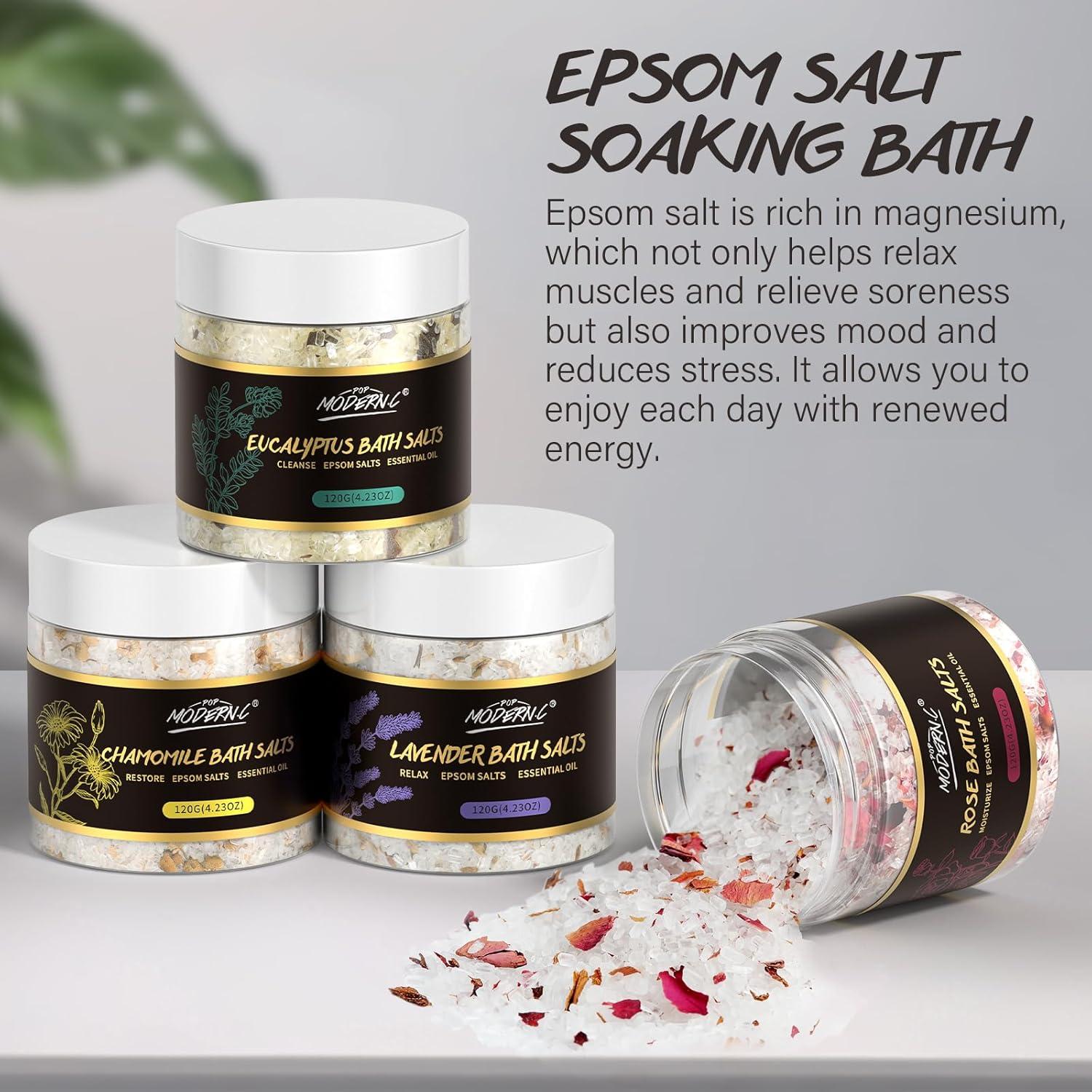 Juego de Sales de Baño Epsom 4pcs con Aceites Esenciales