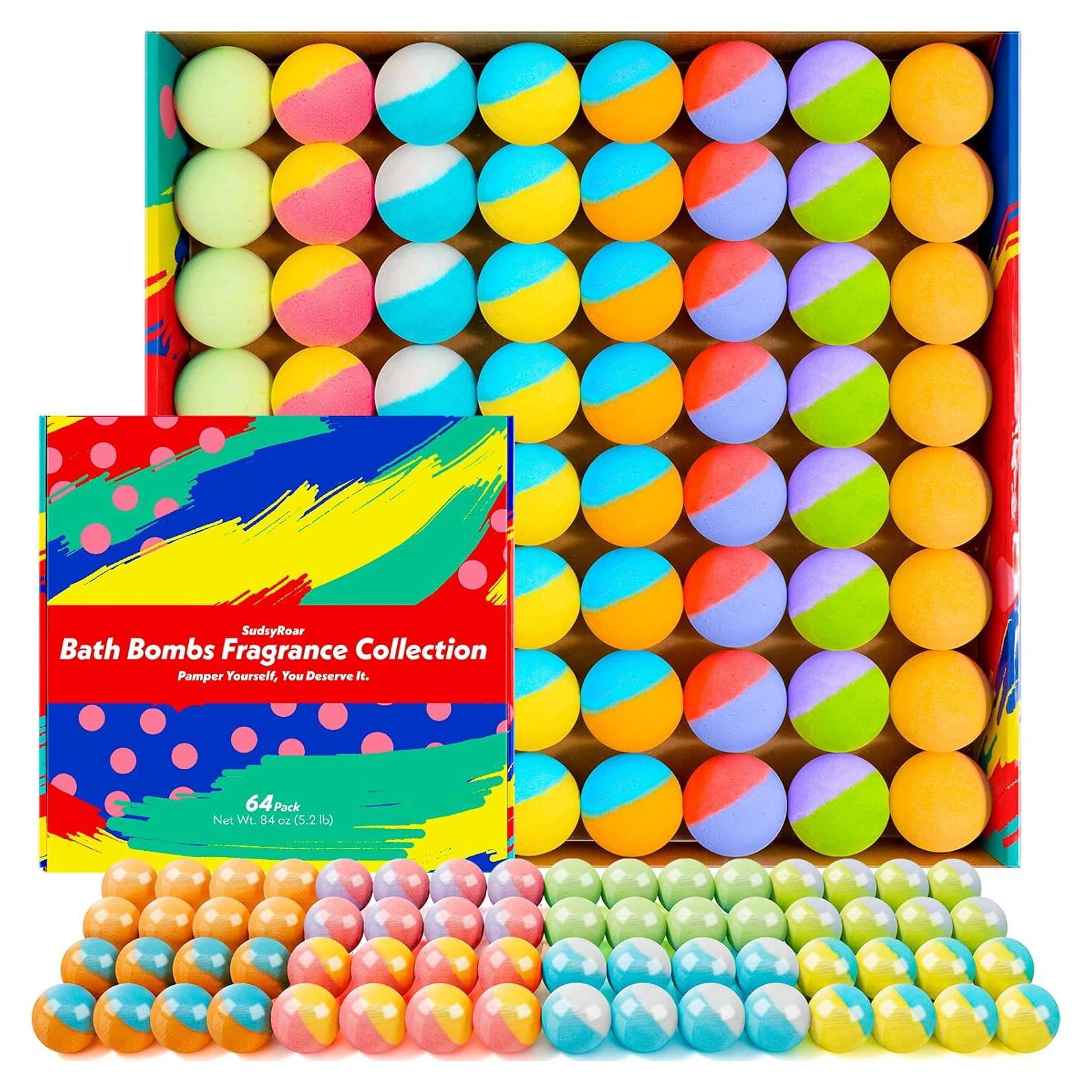 Paquete de 64 Bombas de Baño Naturales SudsyRoar - 8 Aromas