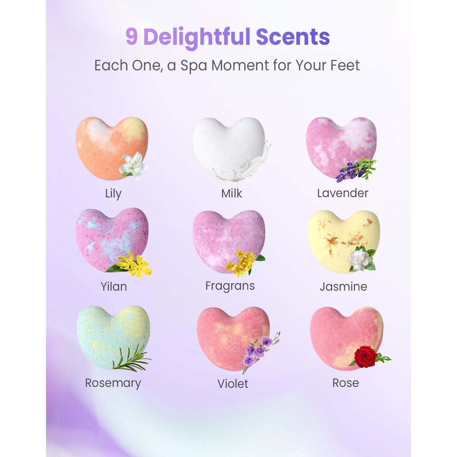 Set de 9 Bombas de Baño Orgánicas para Pies PUBOO - Aromas Relajantes