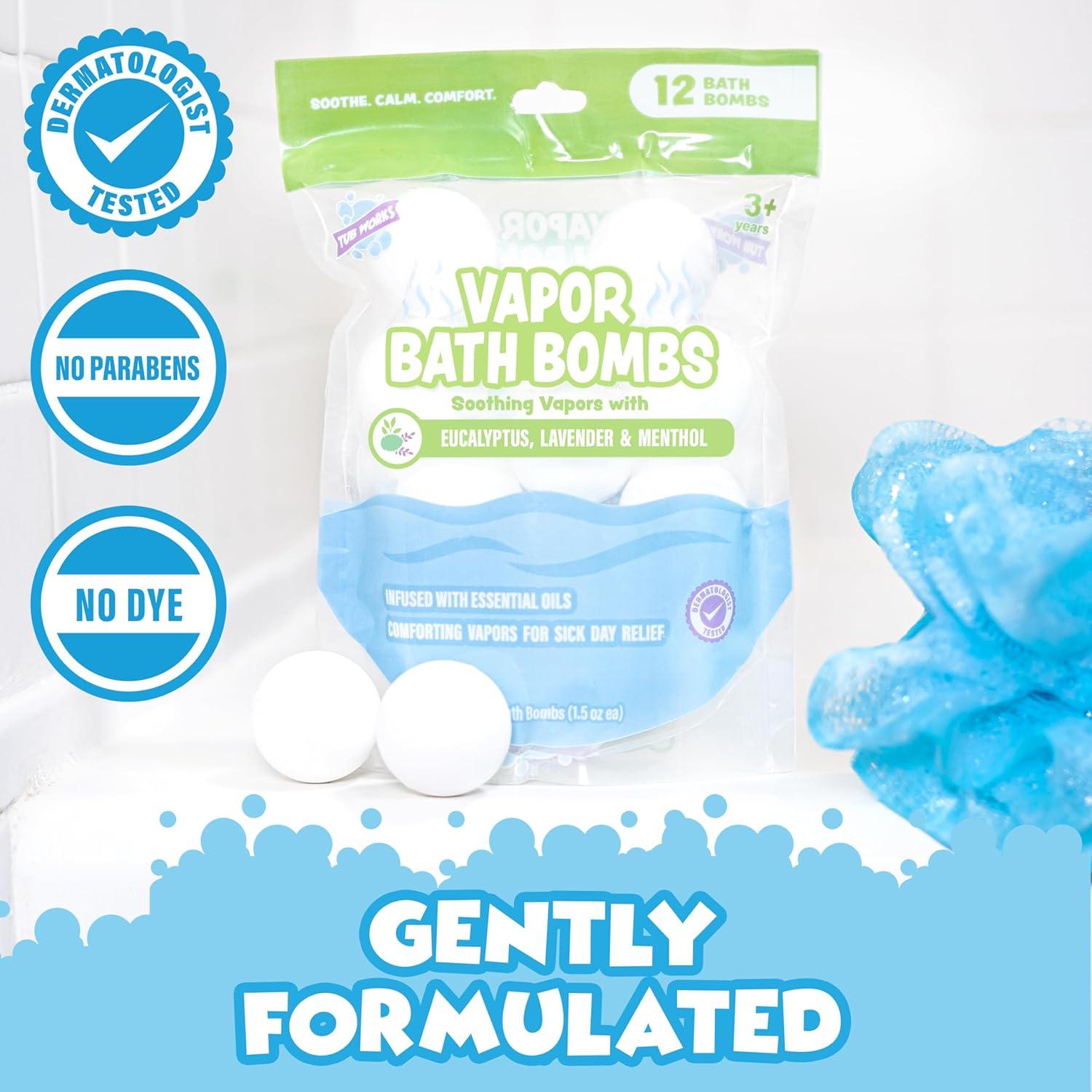 Bolas de Baño de Vapor Tub Works para Niños - 12 Unidades Eucalipto