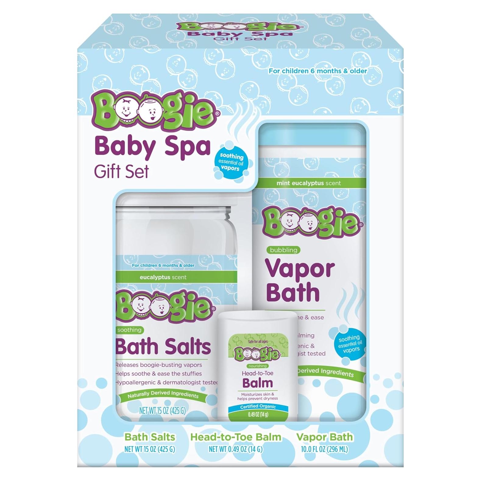Kit de Spa Boogie para Bebés - Sales de Baño, Baño de Vapor y Ungüento