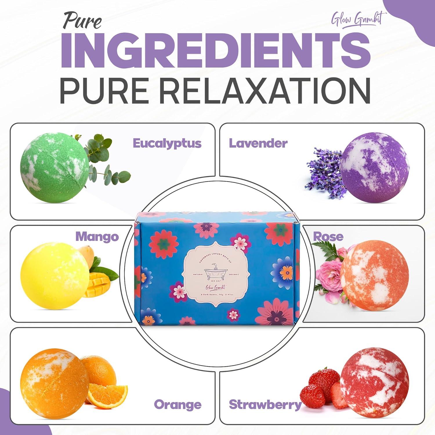 Juego de 6 Bombas de Baño Naturales Glow Gambit - Aromaterapia