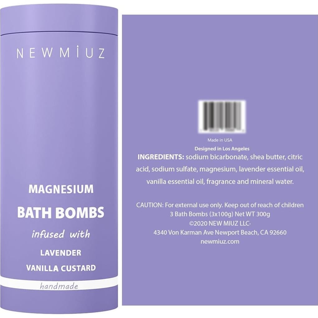 Bomba de Baño de Magnesio Lavanda Vainilla New Miuz 3 Unidades