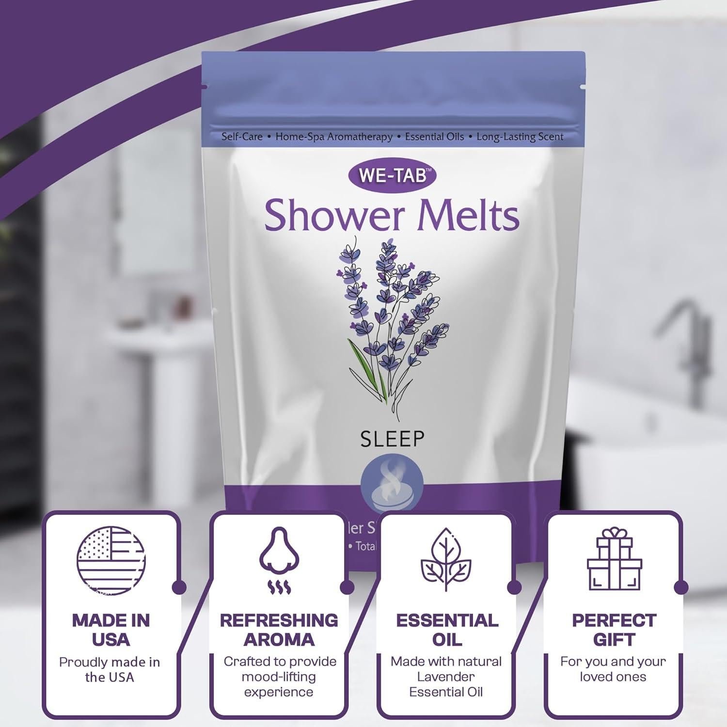 Tabletas de vapor para ducha We-Tab 10-pk con aromaterapia de lavanda