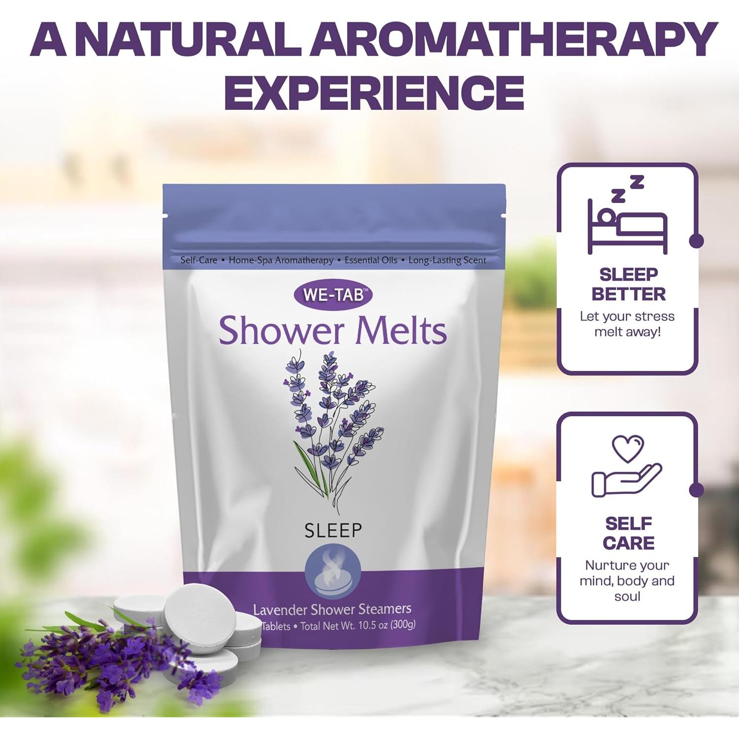 Tabletas de vapor para ducha We-Tab 10-pk con aromaterapia de lavanda