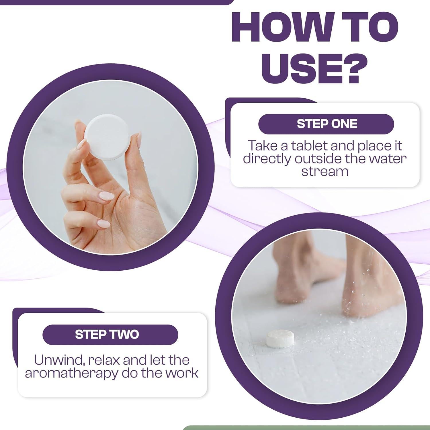 Tabletas de vapor para ducha We-Tab 10-pk con aromaterapia de lavanda