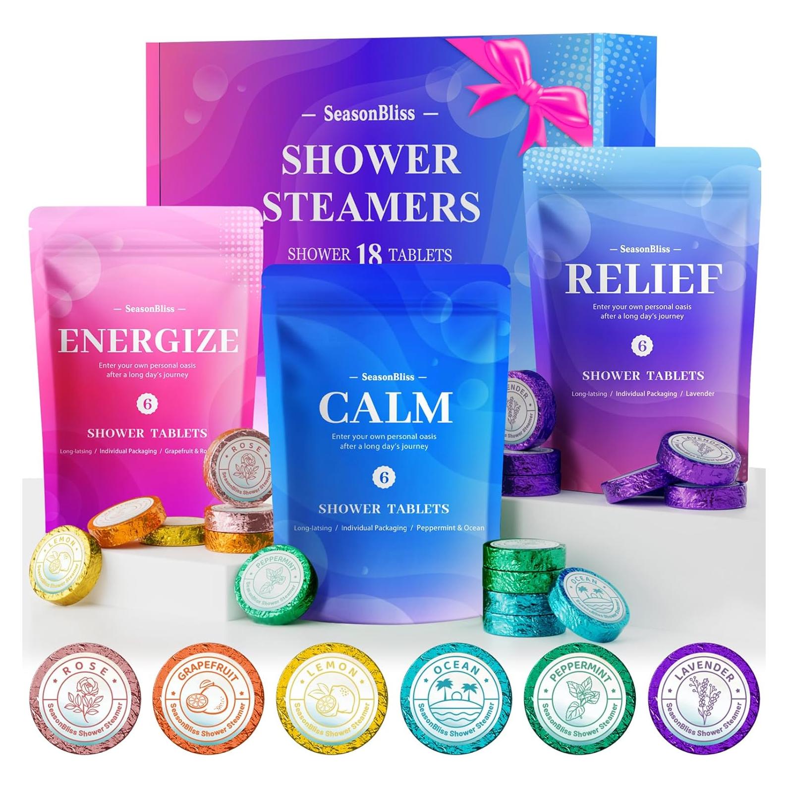 Juego de 18 Pastillas de Vapor para Ducha SeasonBliss - Aromas Naturales