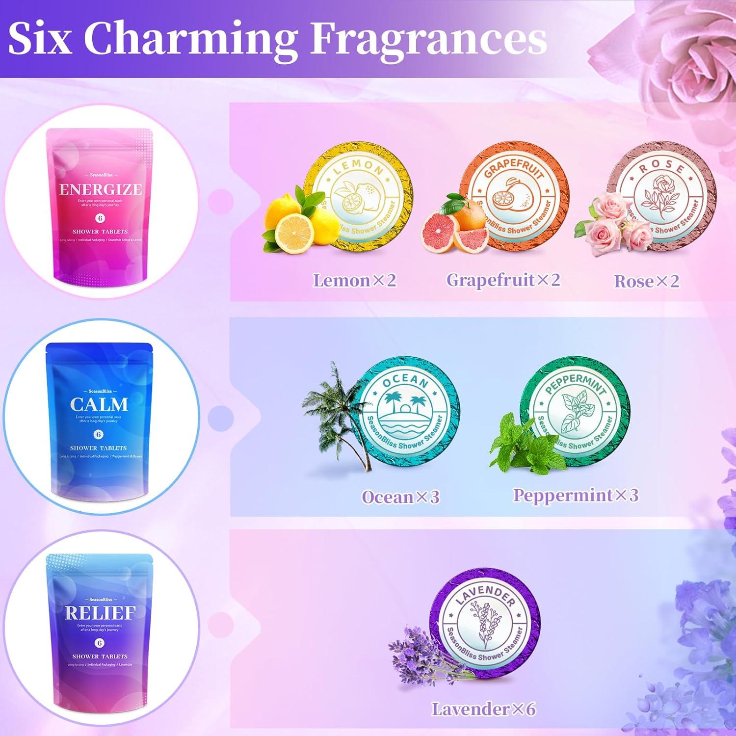 Juego de 18 Pastillas de Vapor para Ducha SeasonBliss - Aromas Naturales