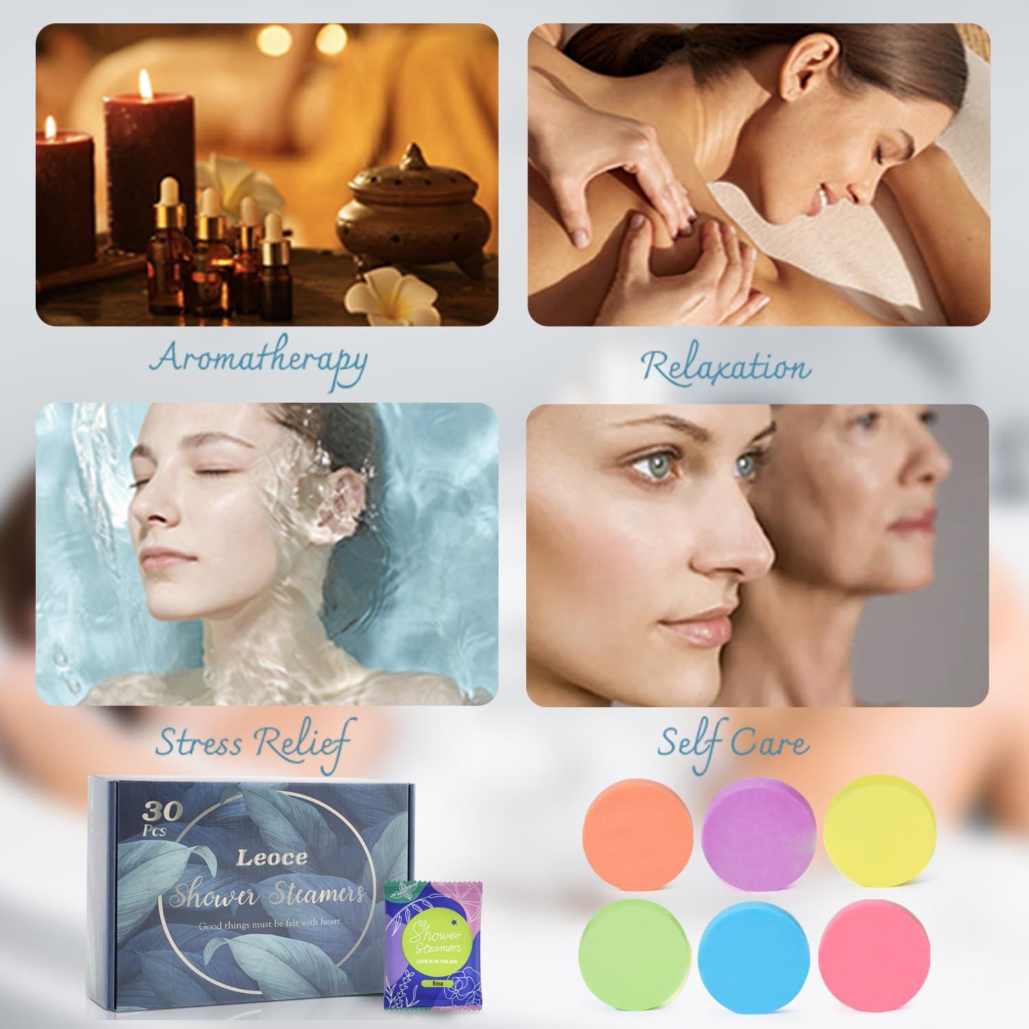 Set de 30 Bombas de Ducha Aromaterapia Leoce - 6 Aromas Naturales