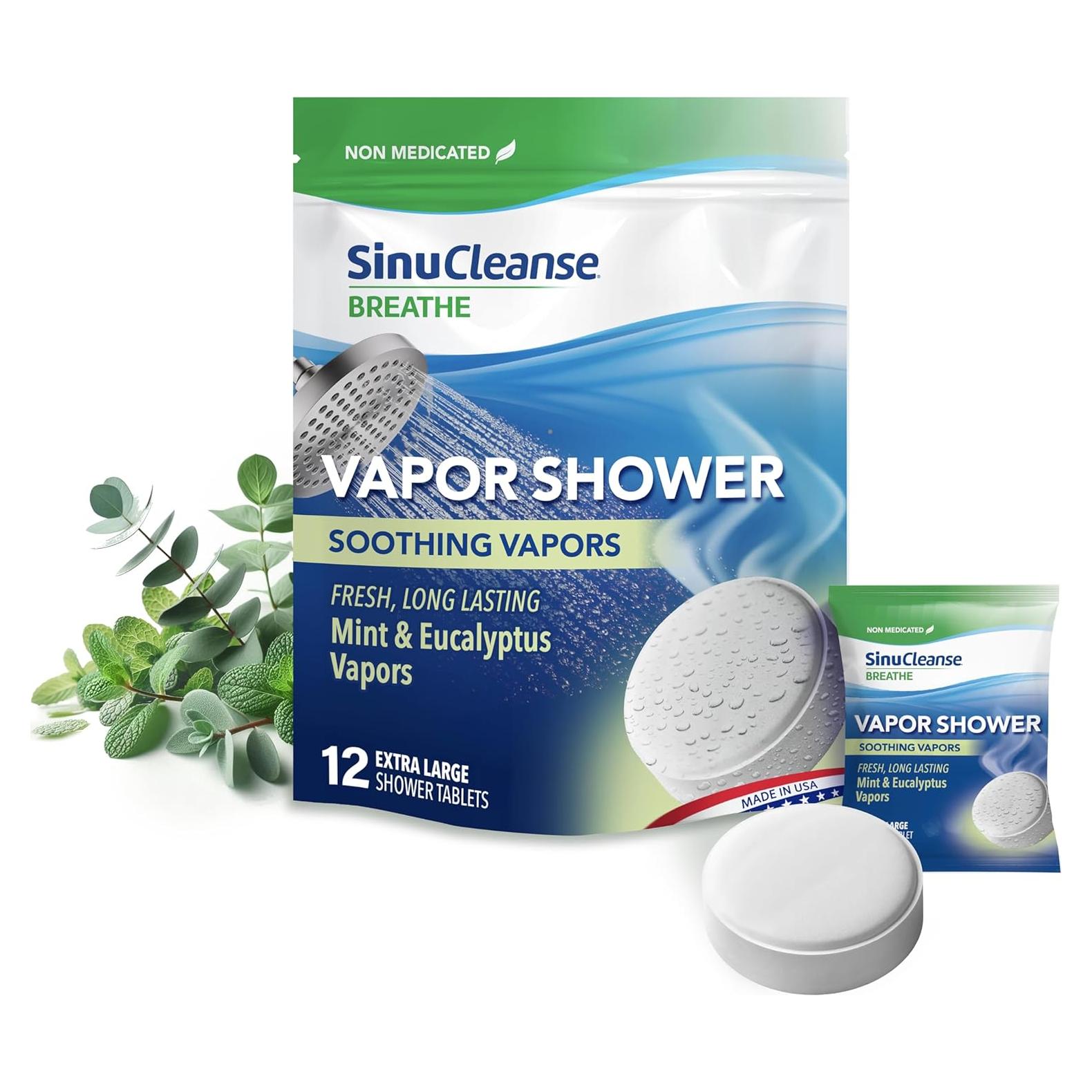 Tabletas de Vapor para Ducha SinuCleanse Eucalipto y Menta - 12 Unidades