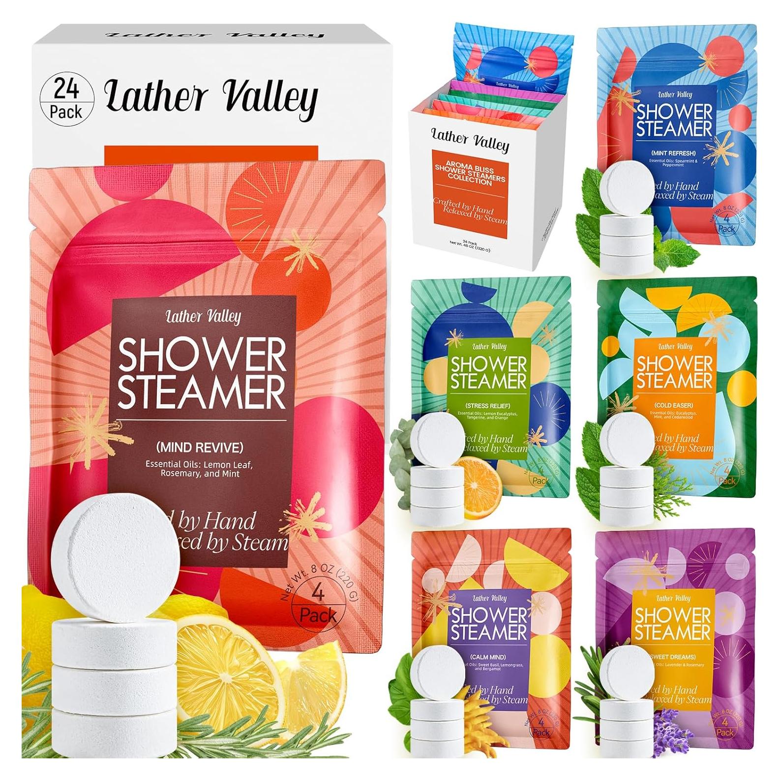 Bombas de Ducha Aromaterapia Lather Valley - 24 Piezas 100% Naturales