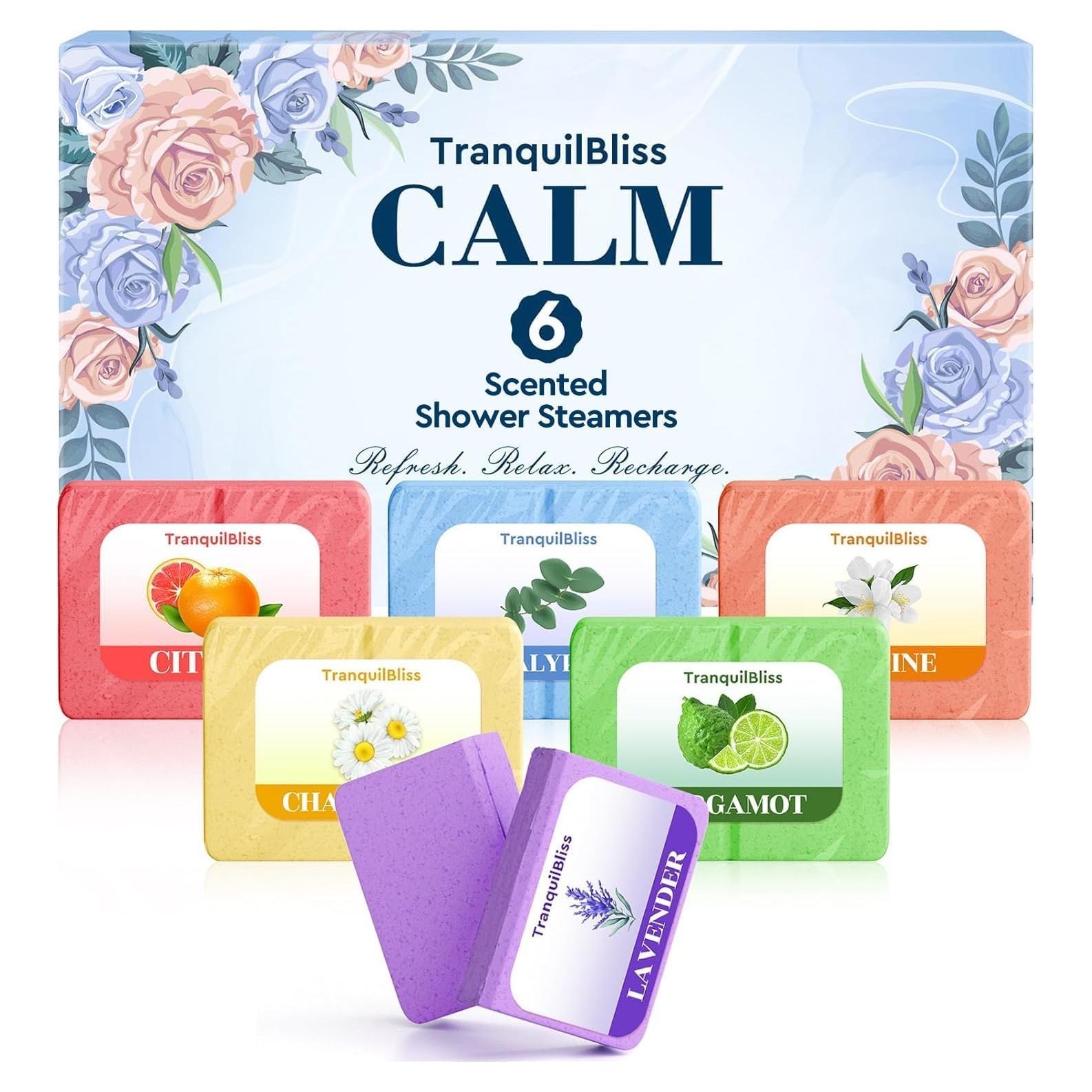 Bombas de Ducha TranquilBliss - Paquete de 6 Fragancias Naturales