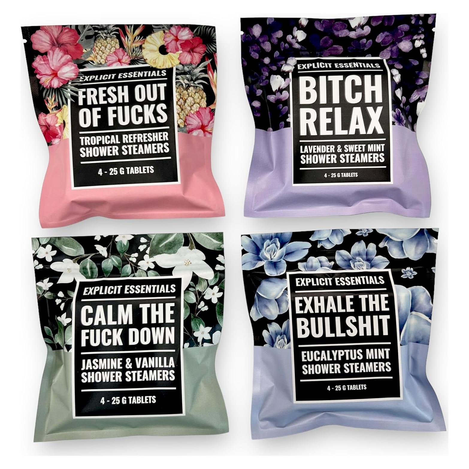 Juego de Regalo de Pastillas de Ducha Esenciales Explícitas - 4 Aromas
