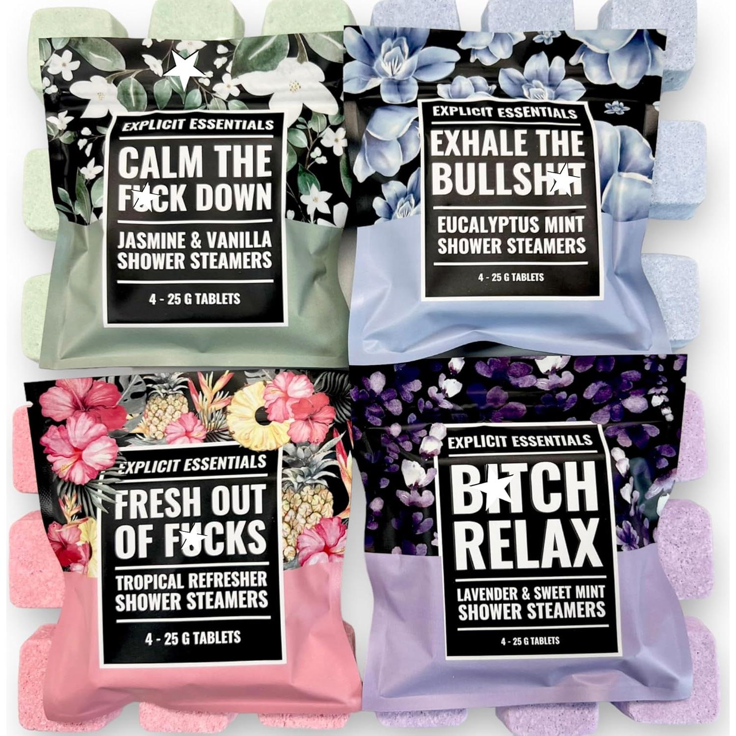 Juego de Regalo de Pastillas de Ducha Esenciales Explícitas - 4 Aromas