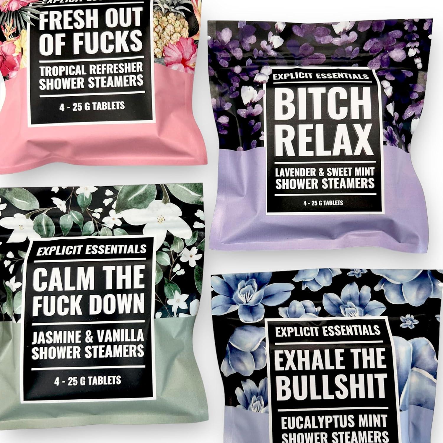 Juego de Regalo de Pastillas de Ducha Esenciales Explícitas - 4 Aromas