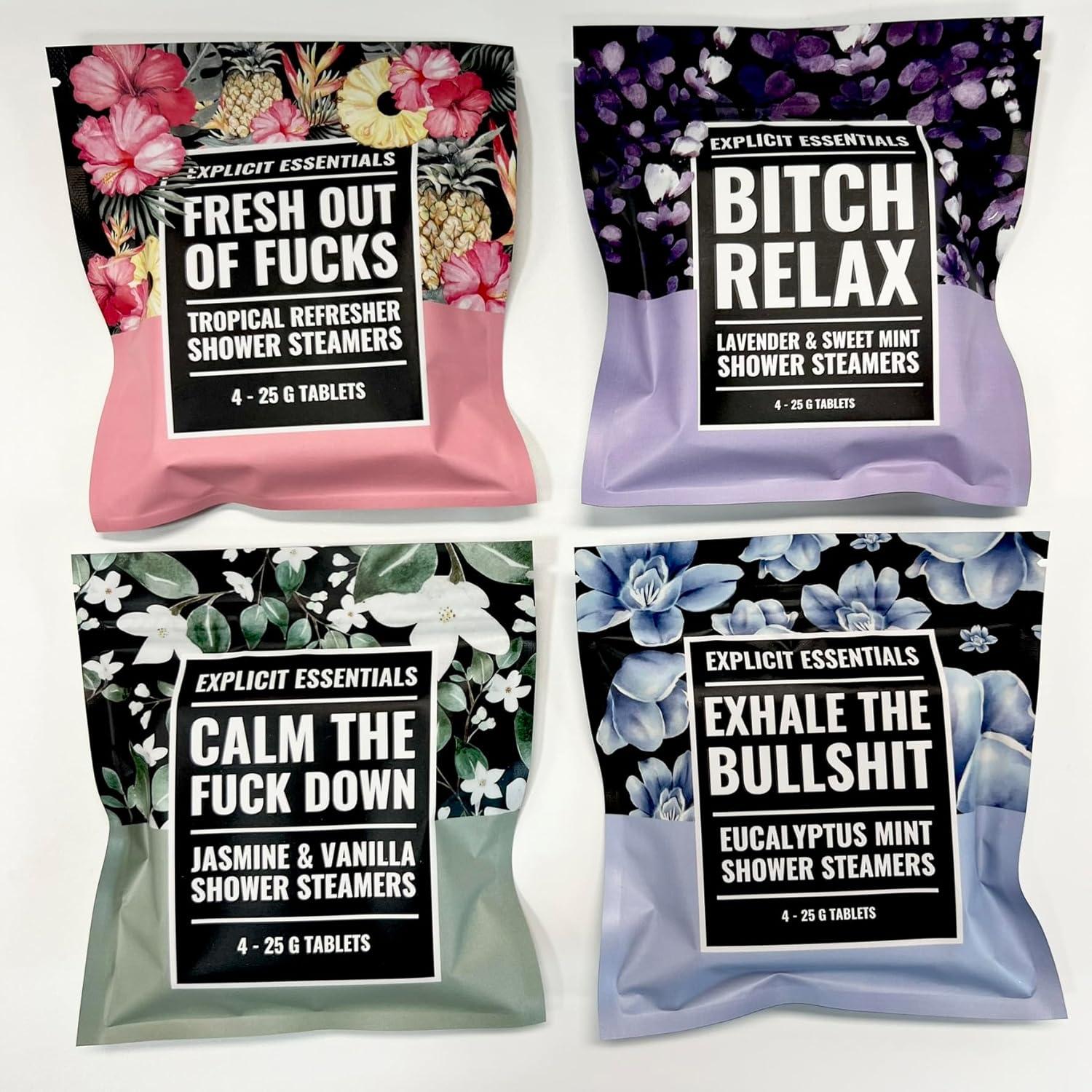 Juego de Regalo de Pastillas de Ducha Esenciales Explícitas - 4 Aromas