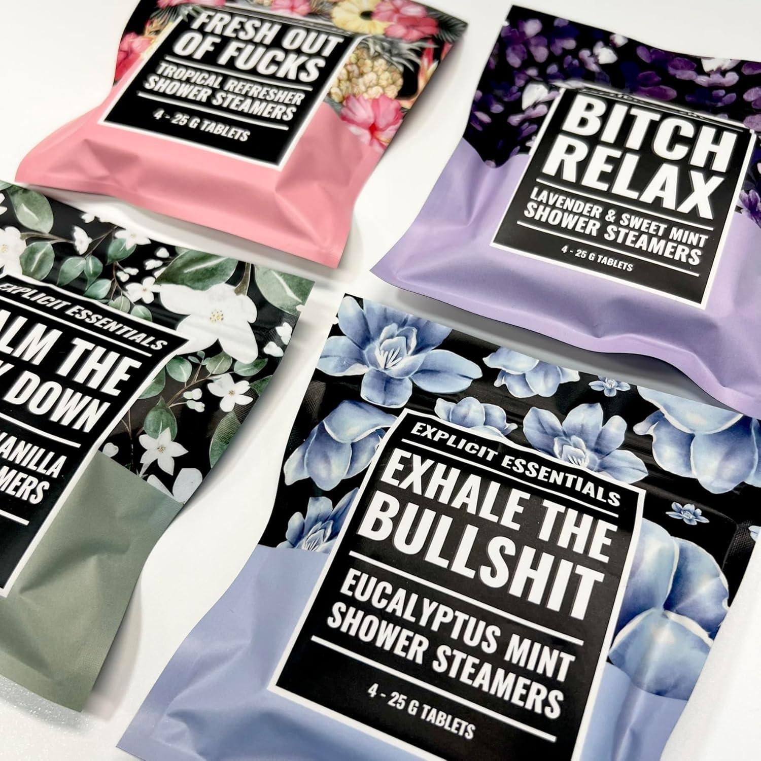 Juego de Regalo de Pastillas de Ducha Esenciales Explícitas - 4 Aromas