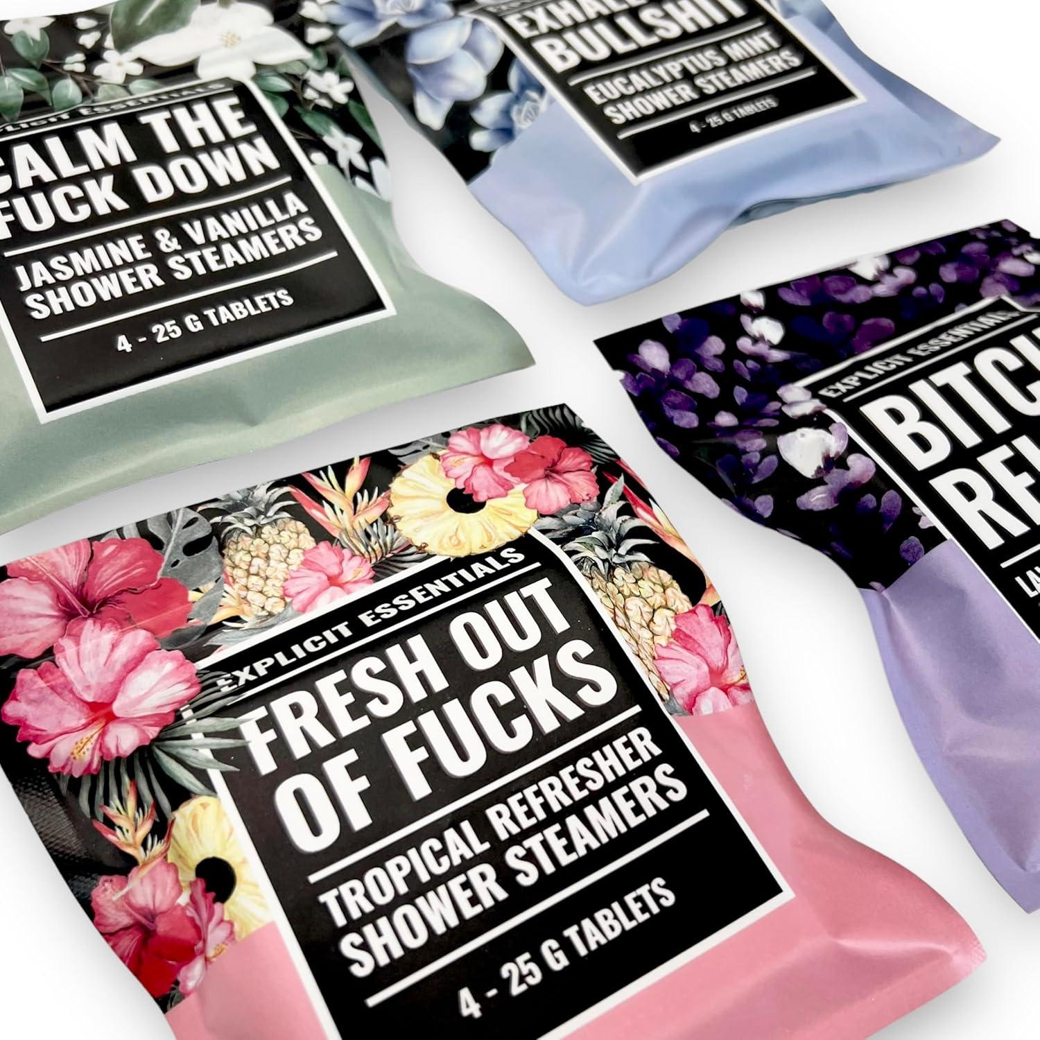 Juego de Regalo de Pastillas de Ducha Esenciales Explícitas - 4 Aromas