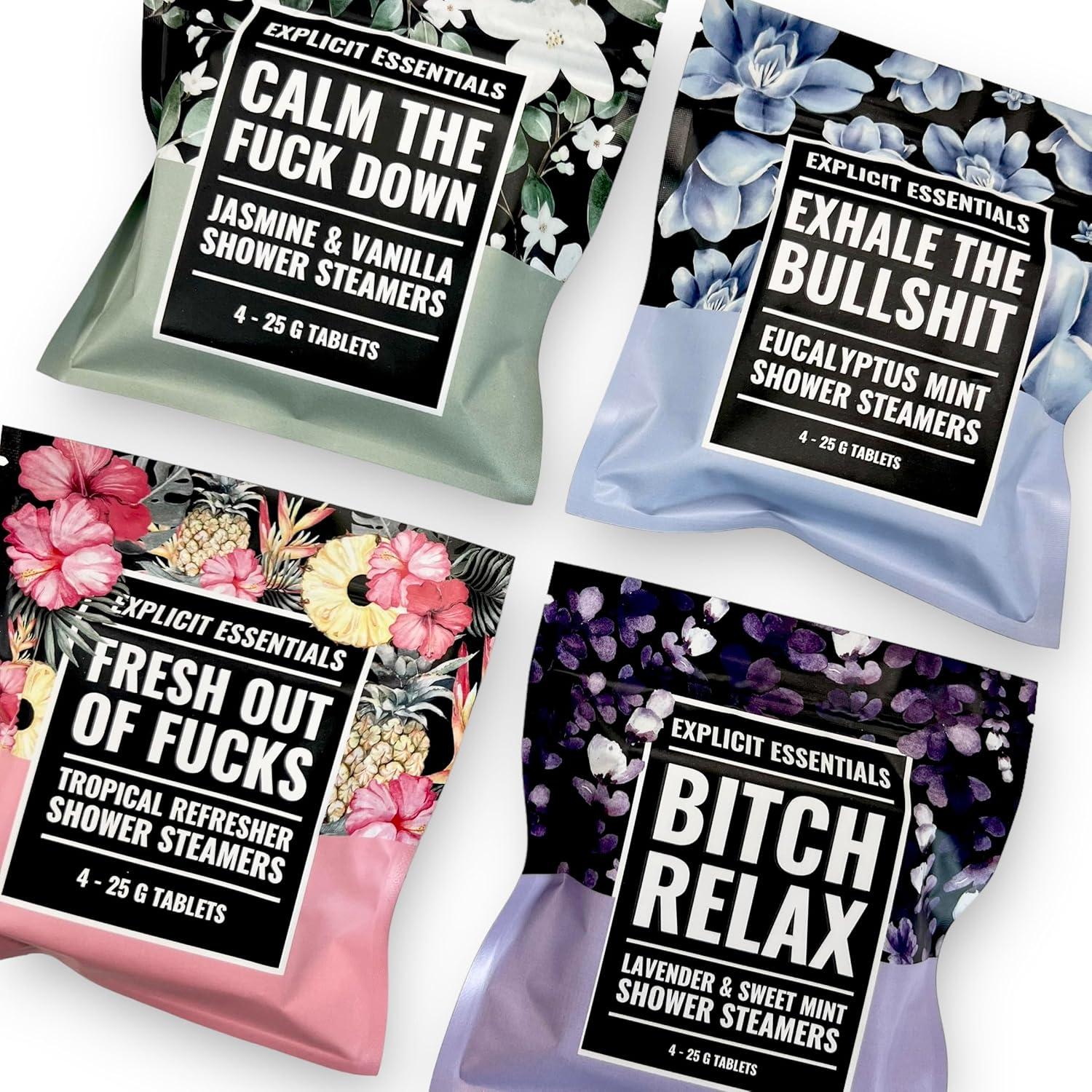 Juego de Regalo de Pastillas de Ducha Esenciales Explícitas - 4 Aromas