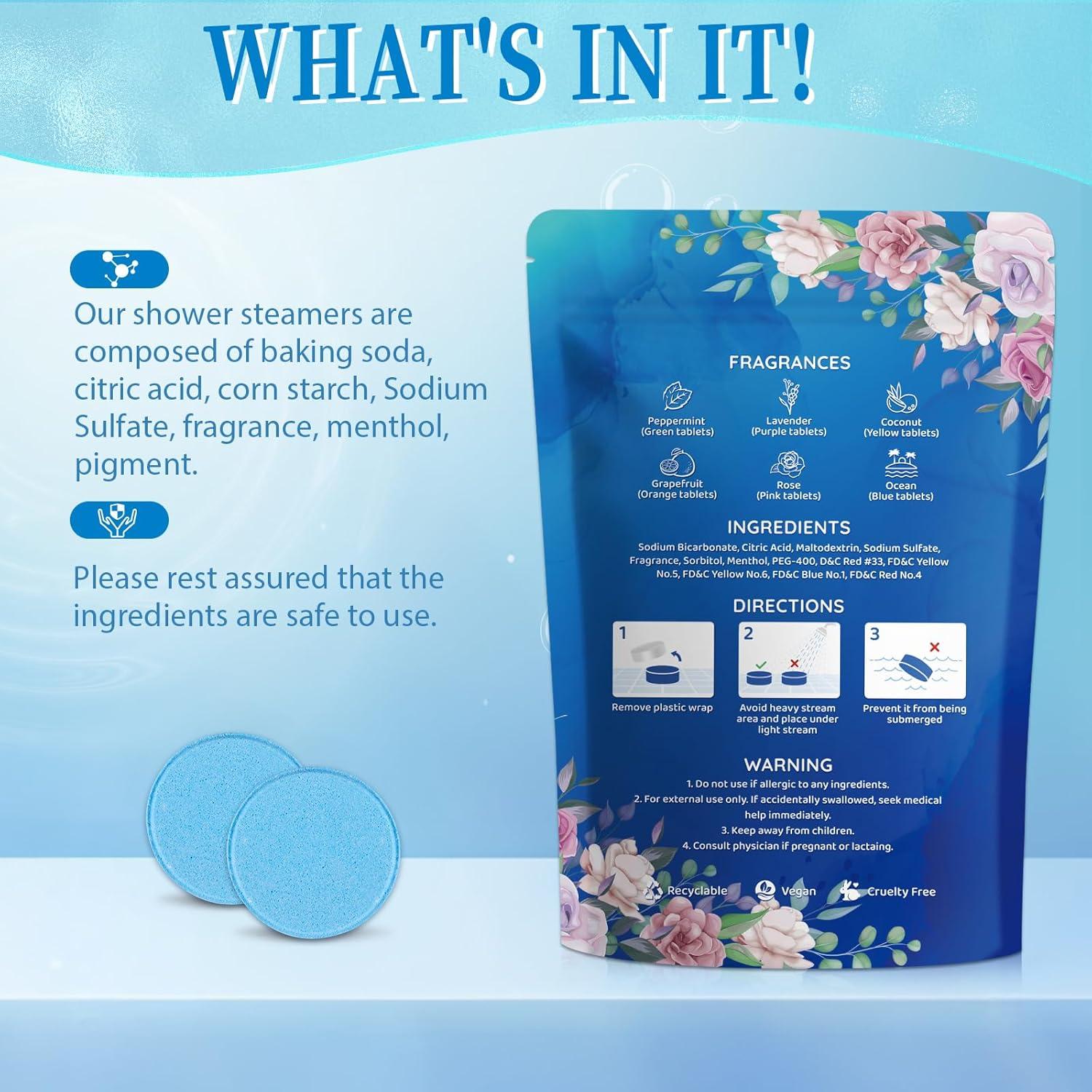 Pastillas de Vapor para Ducha Fizzgarden - 18 Aromas Naturales