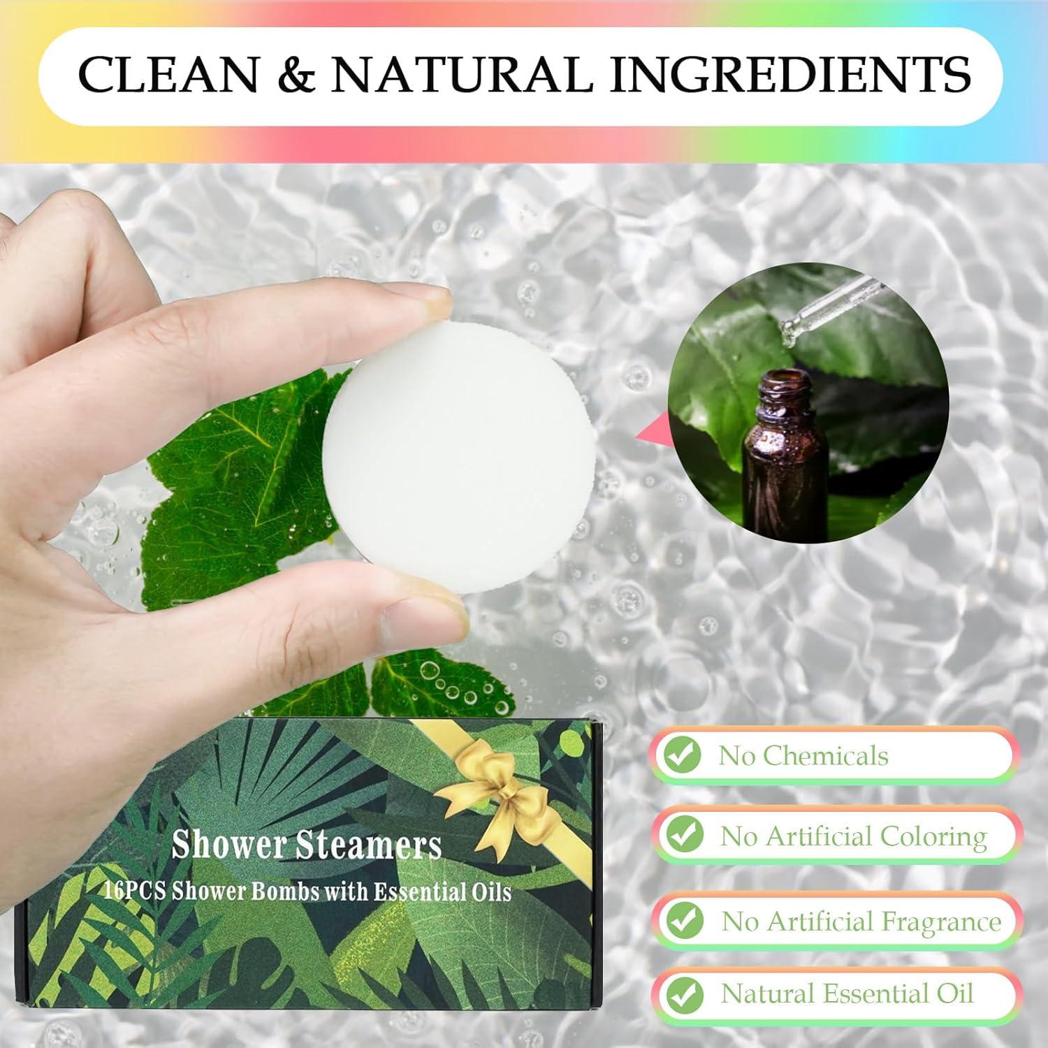 Paquete de 16 Bombas de Ducha Aromaterapia EASESEC - 8 Aromas Naturales