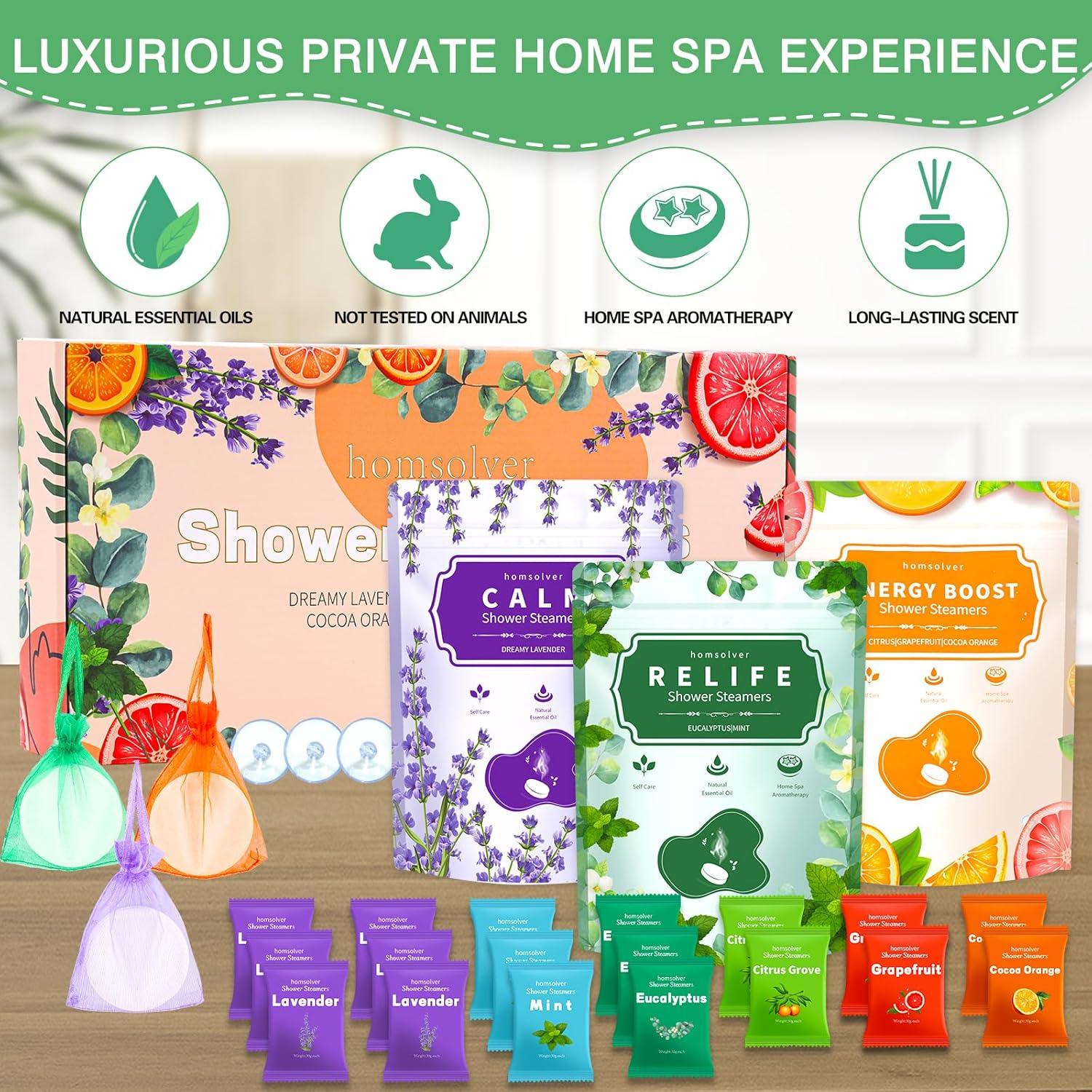 Bombas de Ducha Aromaterapia Homsolver - Paquete de 18 Unidades