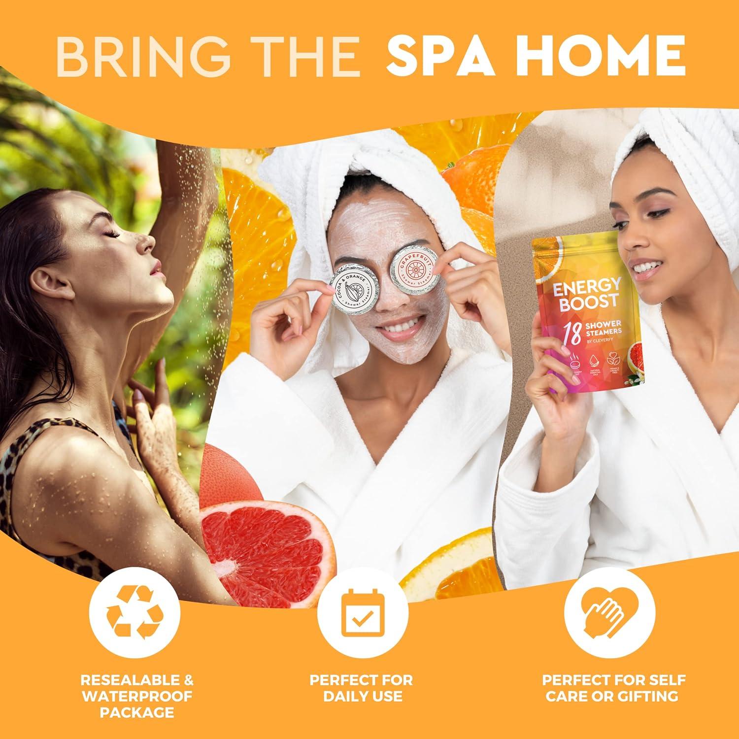 Cleverfy Bombas de Ducha Aromaterapia Aumento de Energía 18pcs