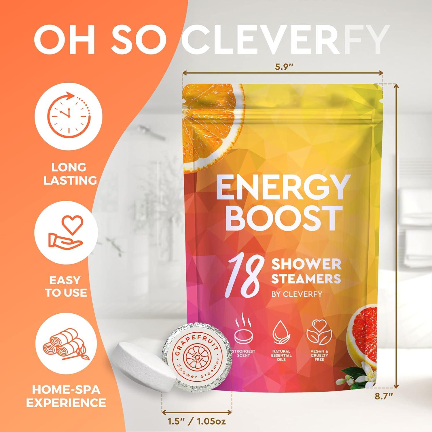 Cleverfy Bombas de Ducha Aromaterapia Aumento de Energía 18pcs