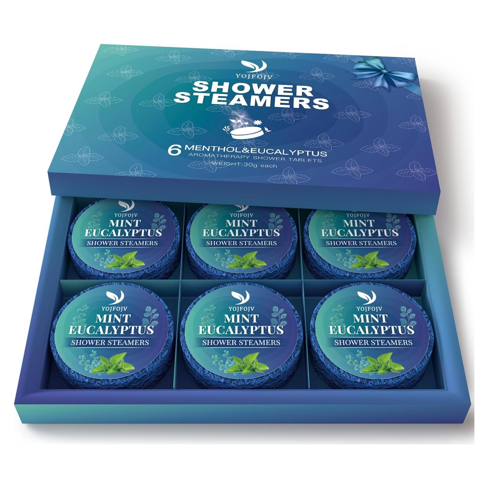 Bombas de Ducha Aromaterapia Orgánicas YOJFOJV - 6 Piezas Eucalipto