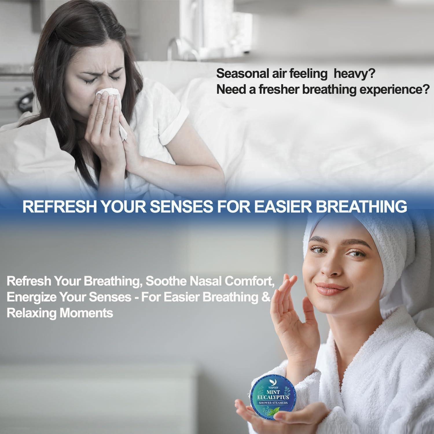 Bombas de Ducha Aromaterapia Orgánicas YOJFOJV - 6 Piezas Eucalipto