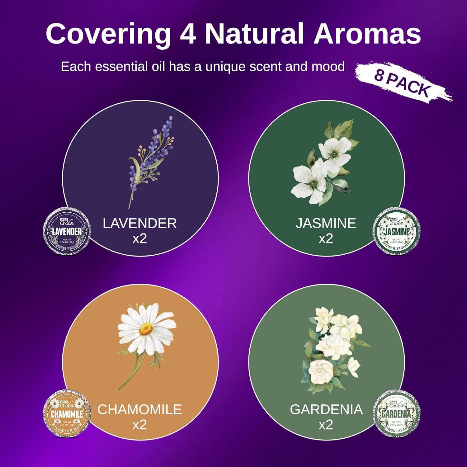 Bombas de Ducha Aromaterapia W&E Choice - 8 Paquete con Aceites Esenciales