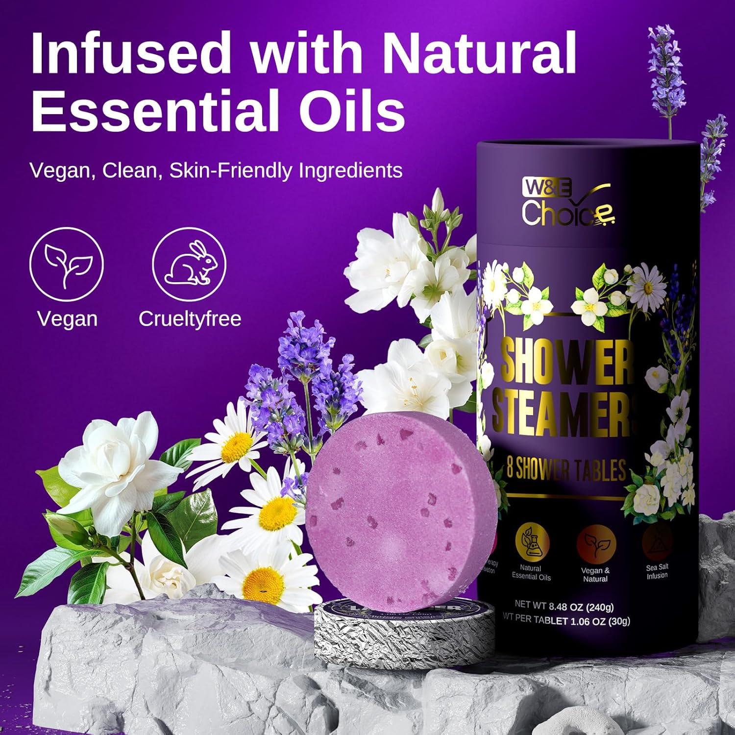 Bombas de Ducha Aromaterapia W&E Choice - 8 Paquete con Aceites Esenciales