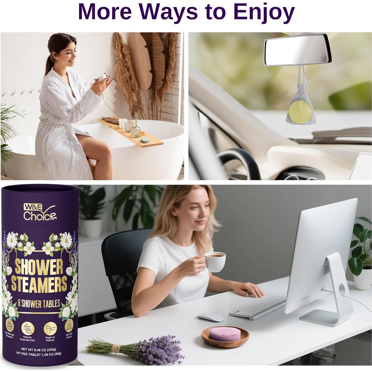 Bombas de Ducha Aromaterapia W&E Choice - 8 Paquete con Aceites Esenciales