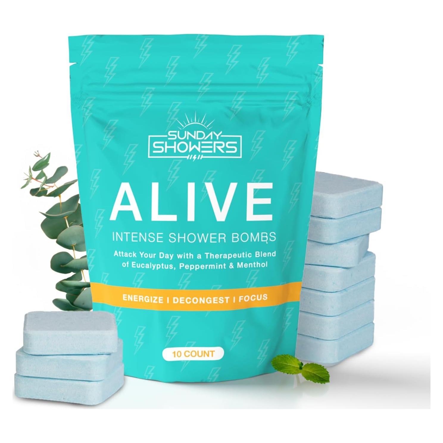 Bombas de Ducha Alive 10-Pack - Aromaterapia Eucalipto y Menta