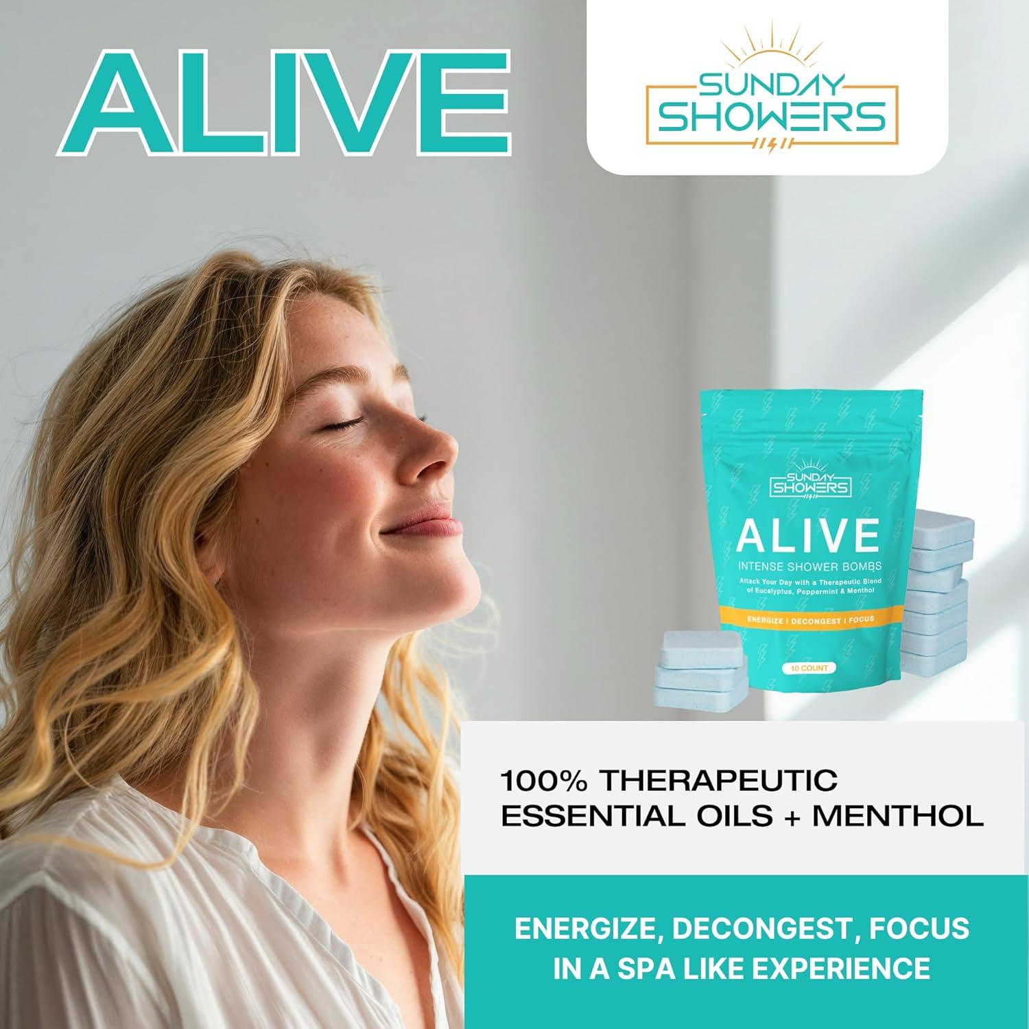 Bombas de Ducha Alive 10-Pack - Aromaterapia Eucalipto y Menta