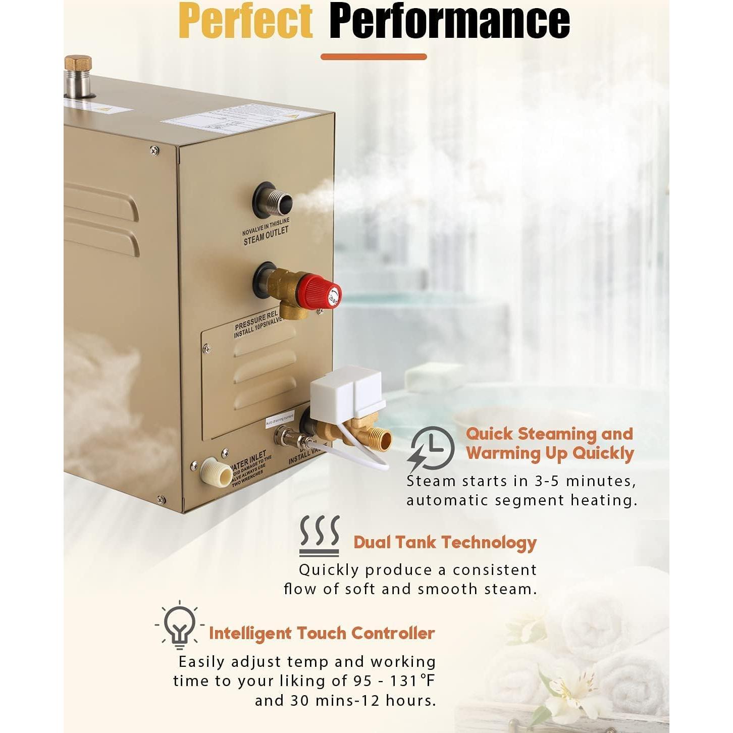 Generador de Vapor CGOLDENWALL 12KW Acero Inoxidable Drenaje Automático