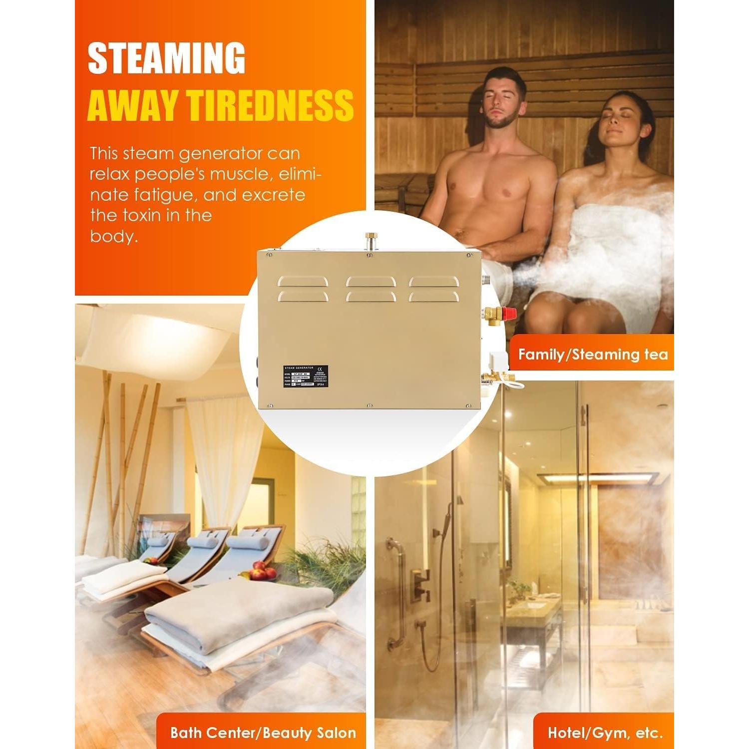 Generador de Vapor CGOLDENWALL 12KW Acero Inoxidable Drenaje Automático