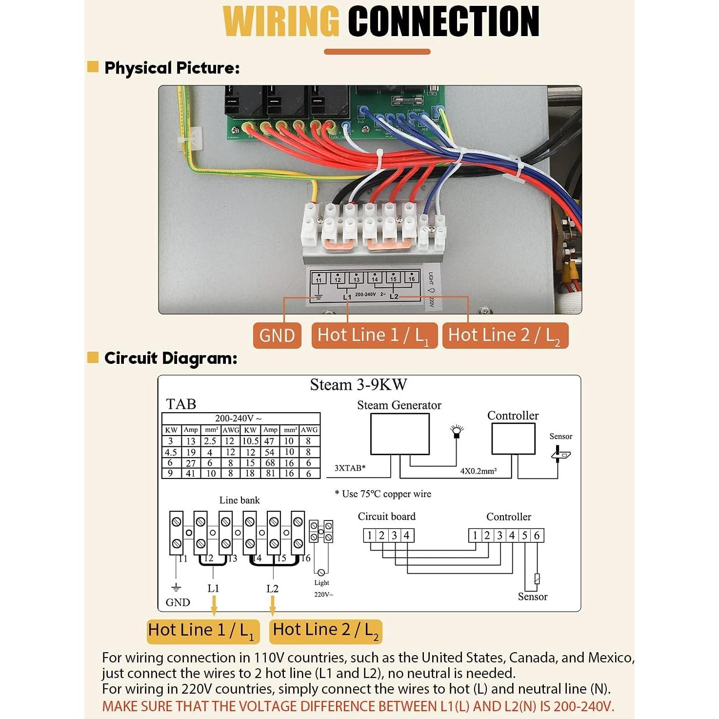 Generador de Vapor CGOLDENWALL 12KW Acero Inoxidable Drenaje Automático