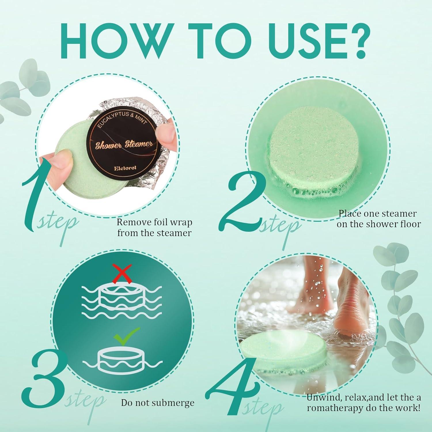 Bombas de Ducha Eletorot Eucalipto y Menta - Paquete de 6