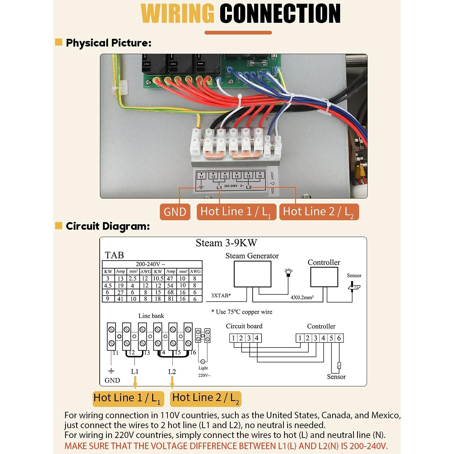 Generador de Vapor CGOLDENWALL 9KW Drenaje Automático 220V