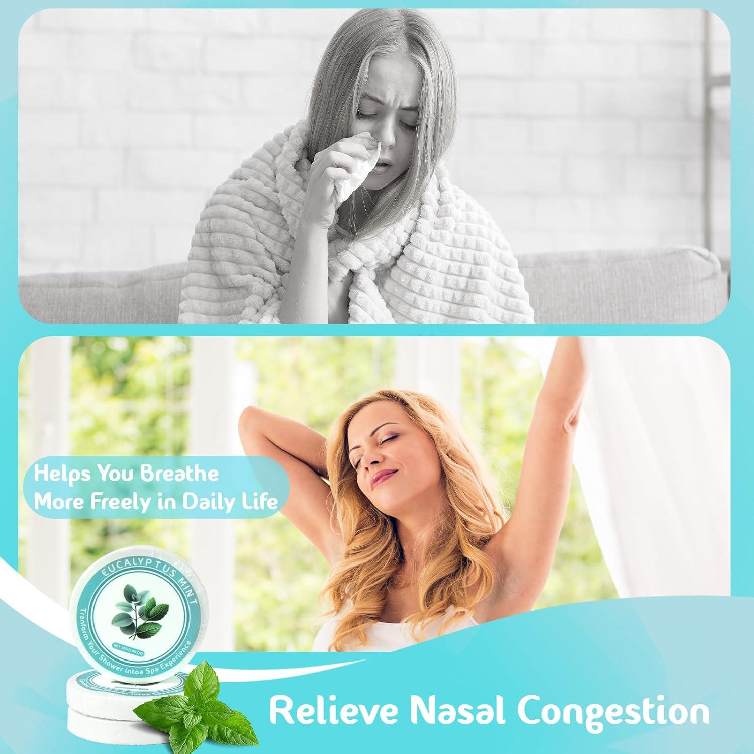 Bombas de Ducha Aromaterapia Eucalipto Menta ORIENTLEAF - 8 Piezas