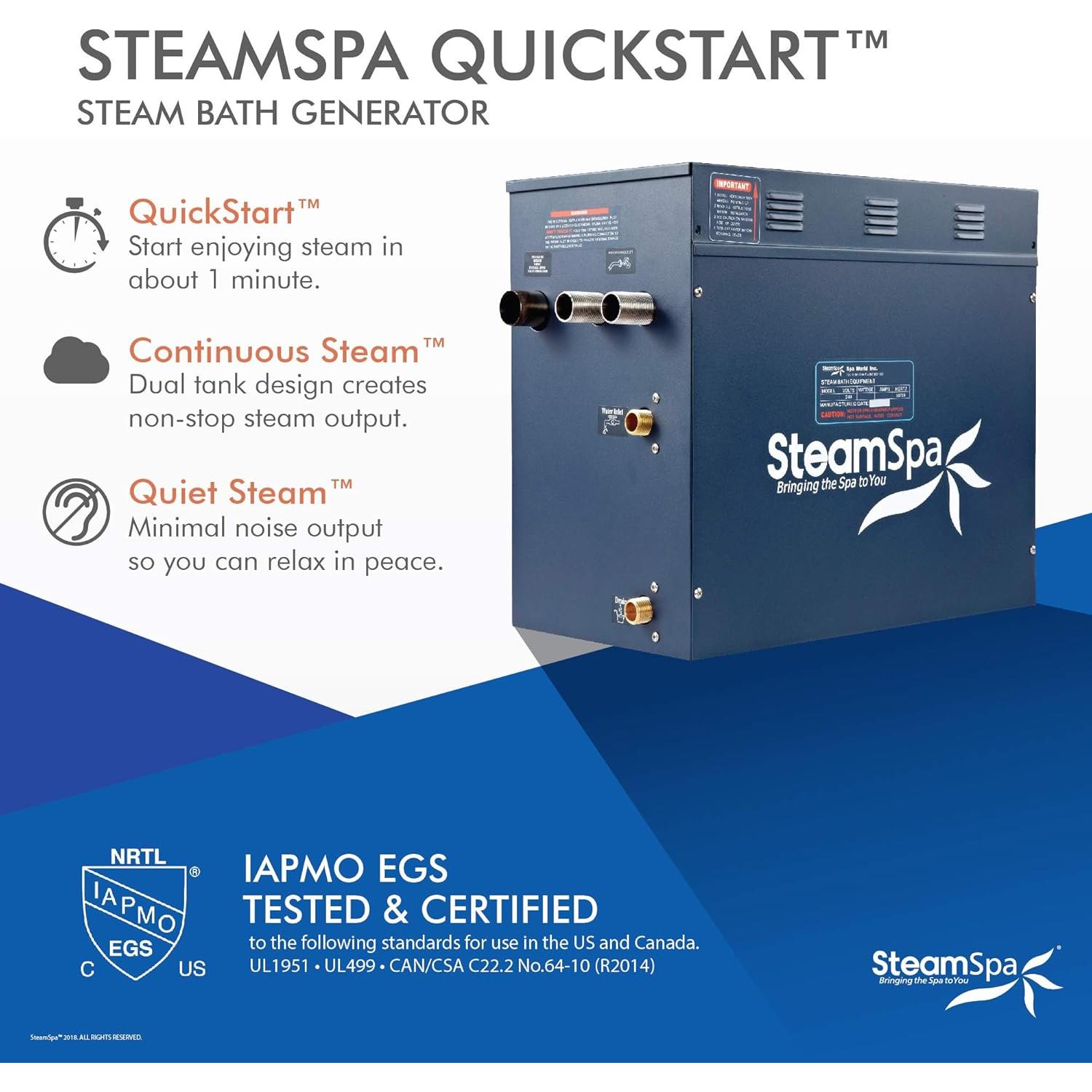 Generador de Baño de Vapor SteamSpa 12kW Bronce Táctil