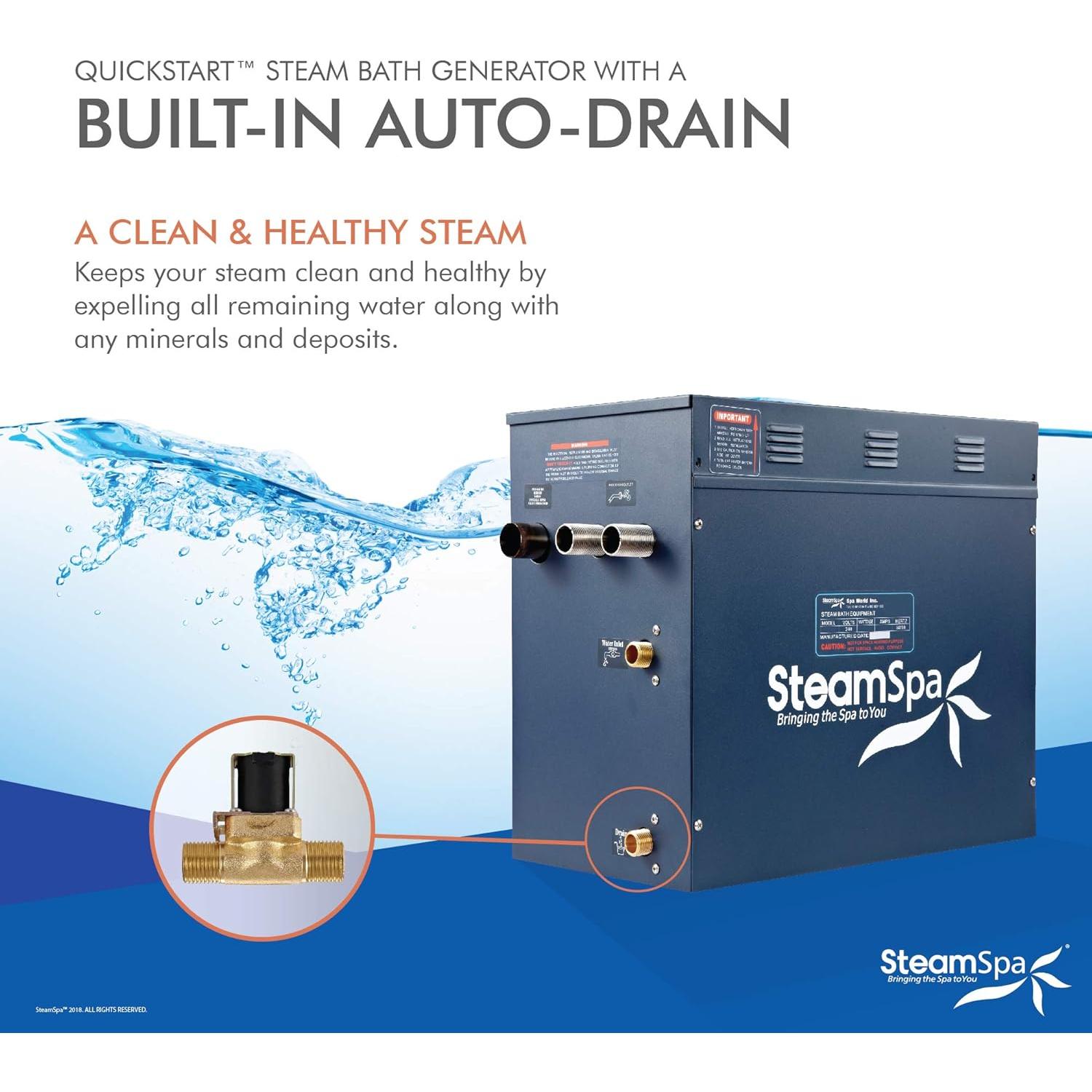 Generador de Baño de Vapor SteamSpa 12kW Bronce Táctil
