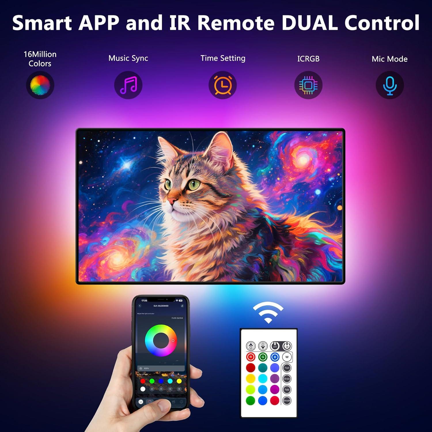 Luces de tira LED PANGTON VILLA 2.5m para TV 101-152cm