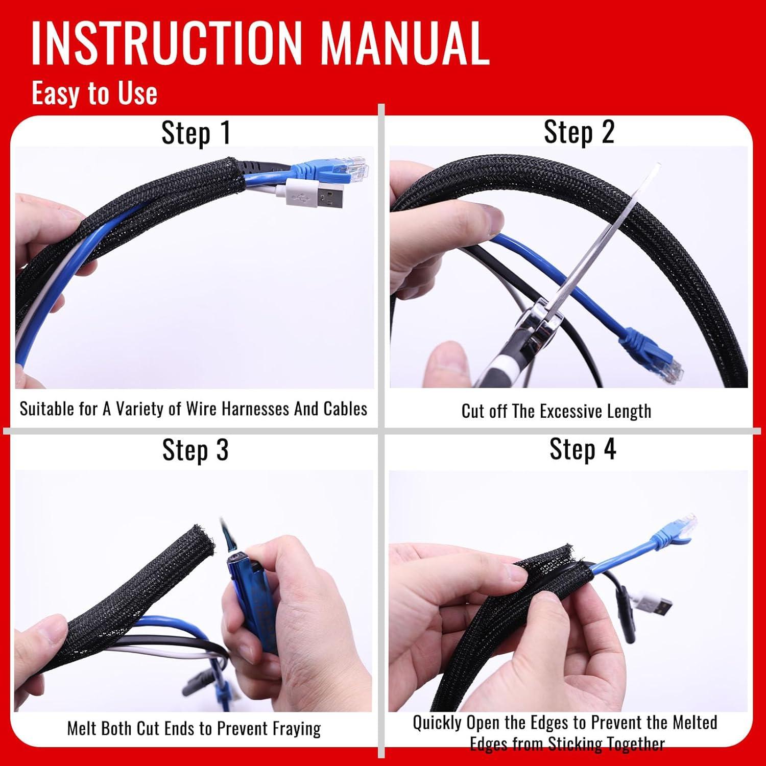 Funda de Cable Trenzado Flauzmann 1.27 cm x 3.05 m Negra